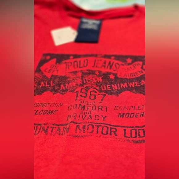 Vintage Y2K Polo Jeans Co Ralph Lauren Red Graphic Tee M - Picture 3 of 5